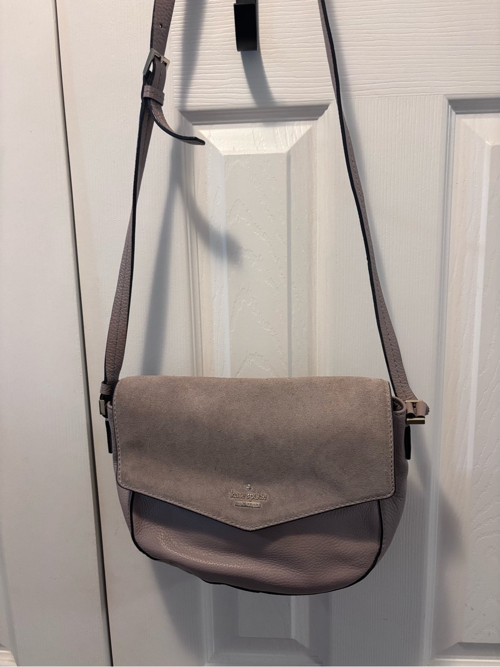 kate spade grey suede & leather crossbody bag